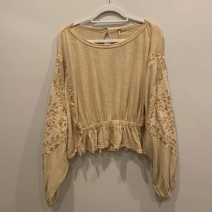 Free people embroidered sleeve blouse